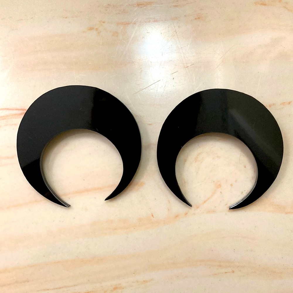 Melody Ehsani Black Crescent Earrings